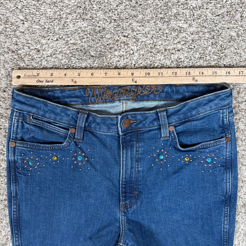 Wrangler Blue Denim High-Waist Flare Jeans Wide Leg - Picture 4 of 10